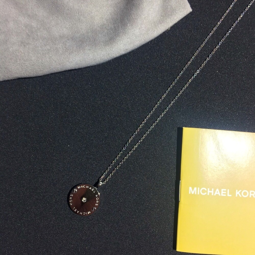 COPY - Michael Kors silver logo pendant necklace